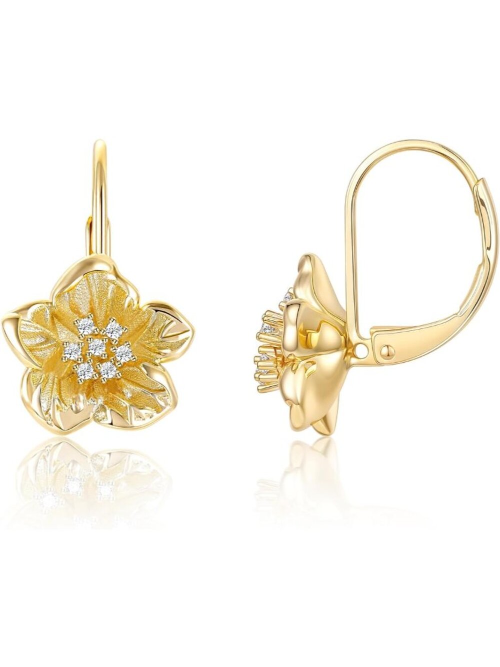 Dainty Flower Earrings for Women | 14K Gold Plated Freshwater Pearl Jewelry